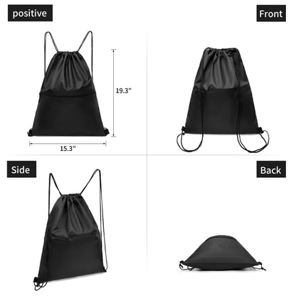 TEABAN Black Gym Drawstring Bag