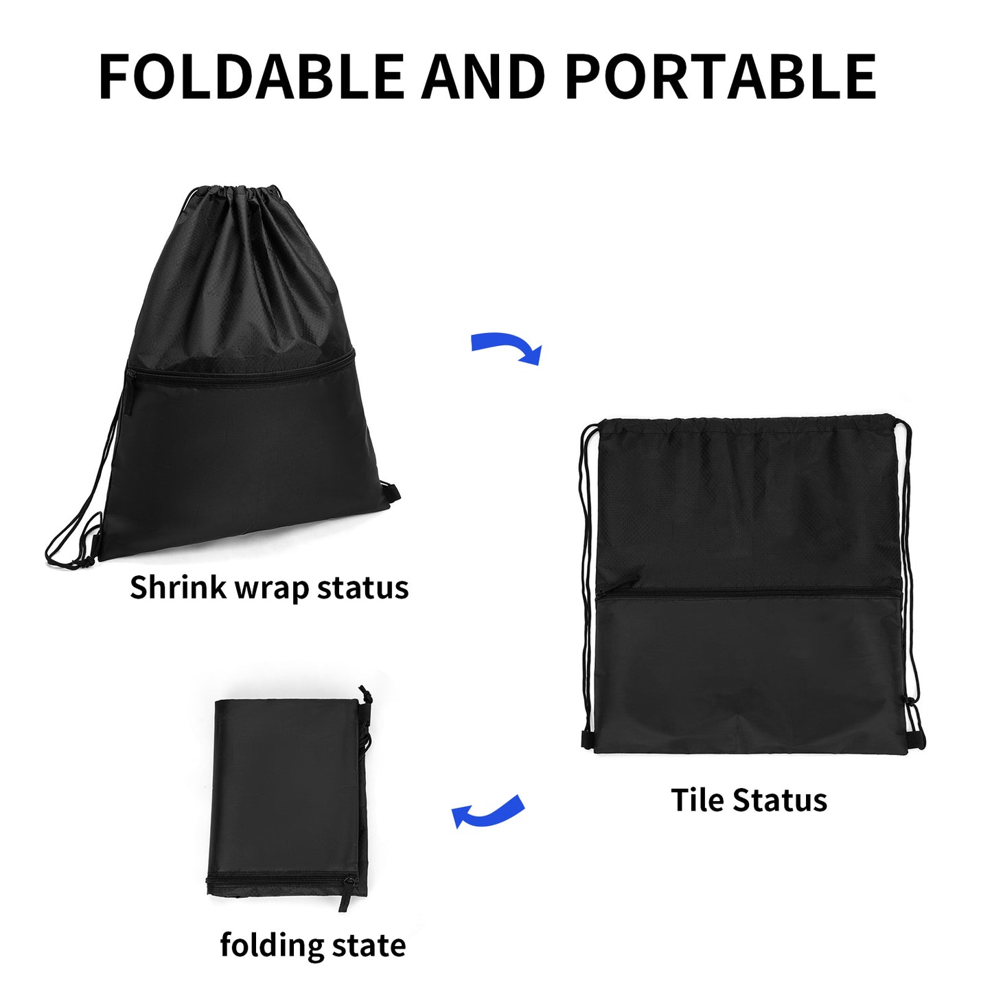 TEABAN Black Gym Drawstring Bag