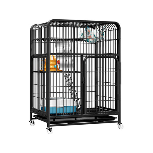 TEABAN Large Cat Cage Indoor: Metal Cat Enclosure - Ferret Cage with Wheels