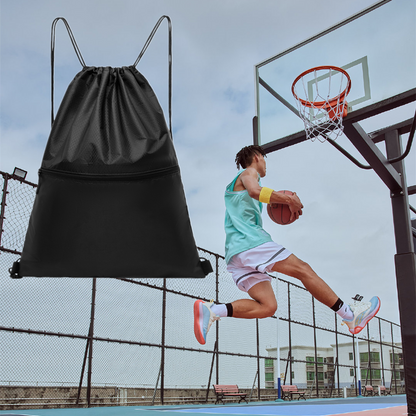 TEABAN Black Gym Drawstring Bag